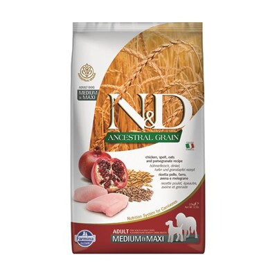 Farmina N&amp;D dog AG adult medium &amp; maxi, chicken, spelt, oats &amp; pomegranate 2,5...