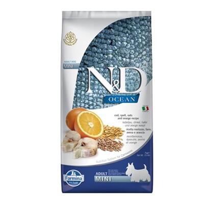 Farmina N&amp;D dog OCEAN (AG) adult mini, codfish, spelt, oats &amp; orange 7 kg