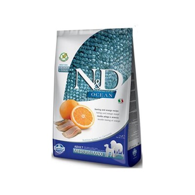 Farmina N&amp;D dog OCEAN (GF) adult medium &amp; maxi, herring &amp; orange 12 kg