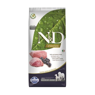 Farmina N&amp;D dog PRIME (GF) adult medium &amp; maxi, lamb &amp; blueberry 12 kg