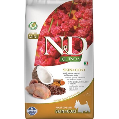 Farmina N&amp;D dog QUINOA (GF) adult mini, skin &amp; coat, quail &amp; coconut 2,5 kg