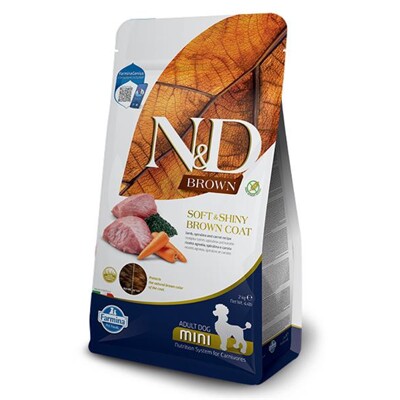 Farmina N&amp;D dog BROWN (GF) adult mini, spirulina &amp; carrot, lamb 2 kg