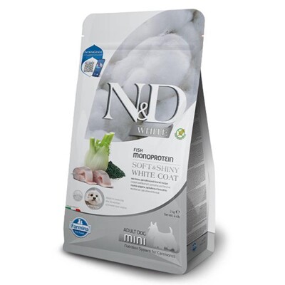 Farmina N&amp;D dog WHITE (GF) adult mini, sea bass, spirulina &amp; fenel 2 kg