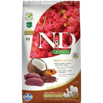 Farmina N&amp;D dog QUINOA (GF) adult medium &amp; maxi, skin &amp; coat, venison &amp; coconu...