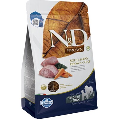 Farmina N&amp;D dog BROWN (GF) adult med/max, spirulina &amp; carrot, lamb 2 kg