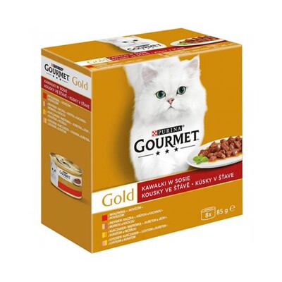 Nestlé GOURMET GOLD Multipack hovädzie, morka s kačicou, losos s kuraťom, kura...