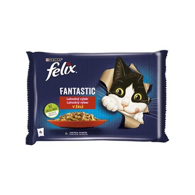 Nestlé FELIX Fantastic cat Multipack králik&amp;jahňa želé kapsička 4x85 g