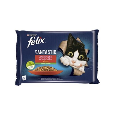 Nestlé FELIX Fantastic cat Multipack kura s rajčinami &amp; hovädzie s mrkvou želé...