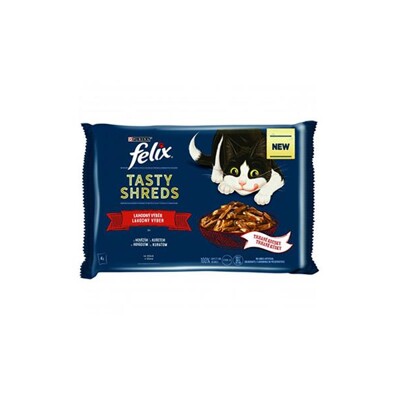 Nestlé FELIX Tasty shreds cat Multipack hovädzie&amp;kura v šťave kapsička 4x80 g...