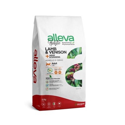 Alleva HOLISTIC cat adult lamb &amp; venison &amp; cannabis sativa &amp; gingseng 5 kg