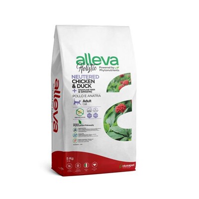 Alleva HOLISTIC cat neutered chicken &amp; duck &amp; sugarcane fiber &amp; gingseng 5 kg