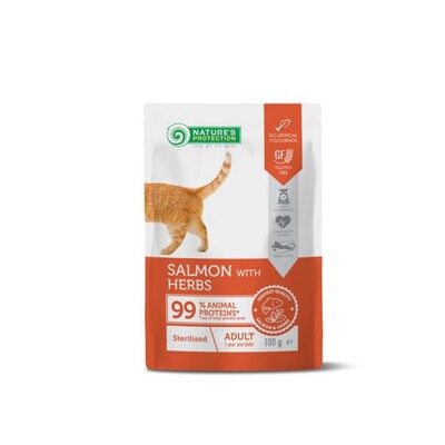 Natures P KAPSIČKY cat adult sterilised salmon &amp; herbs 22 x 100 g