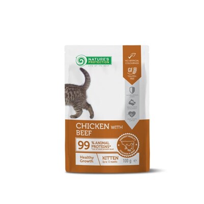 Natures P KAPSIČKY cat kitten chicken &amp; beef 22 x 100 g