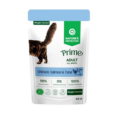 Natures P Prime KAPSIČKA cat adult weight control  chicken&amp;salmon&amp;tuna 85 g