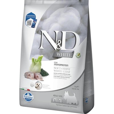 Farmina N&amp;D dog WHITE (GF) adult mini, sea bass, spirulina &amp; fenel 5 kg (5 kg)