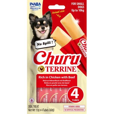 Pamlsok Inaba Churu Terrine dog kura s hovädzím 4 x 15 g