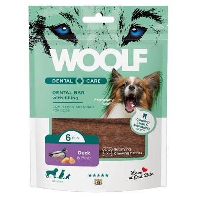 Pamlsok Woolf Dental Care Duck and Pear Bar 108 g