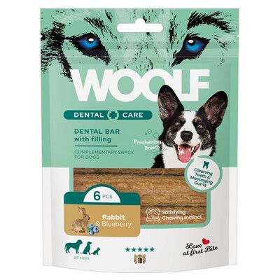 Pamlsok Woolf Dental Care Rabbit and Blueberry Bar 108 g