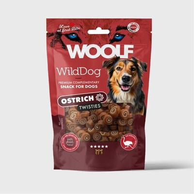 Pamlsok WOOLF WildDog Ostrich & Cod Twisties 100 g