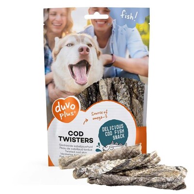 Pamlsok DUVO+ Fish! Prúžky treska twisters 100g